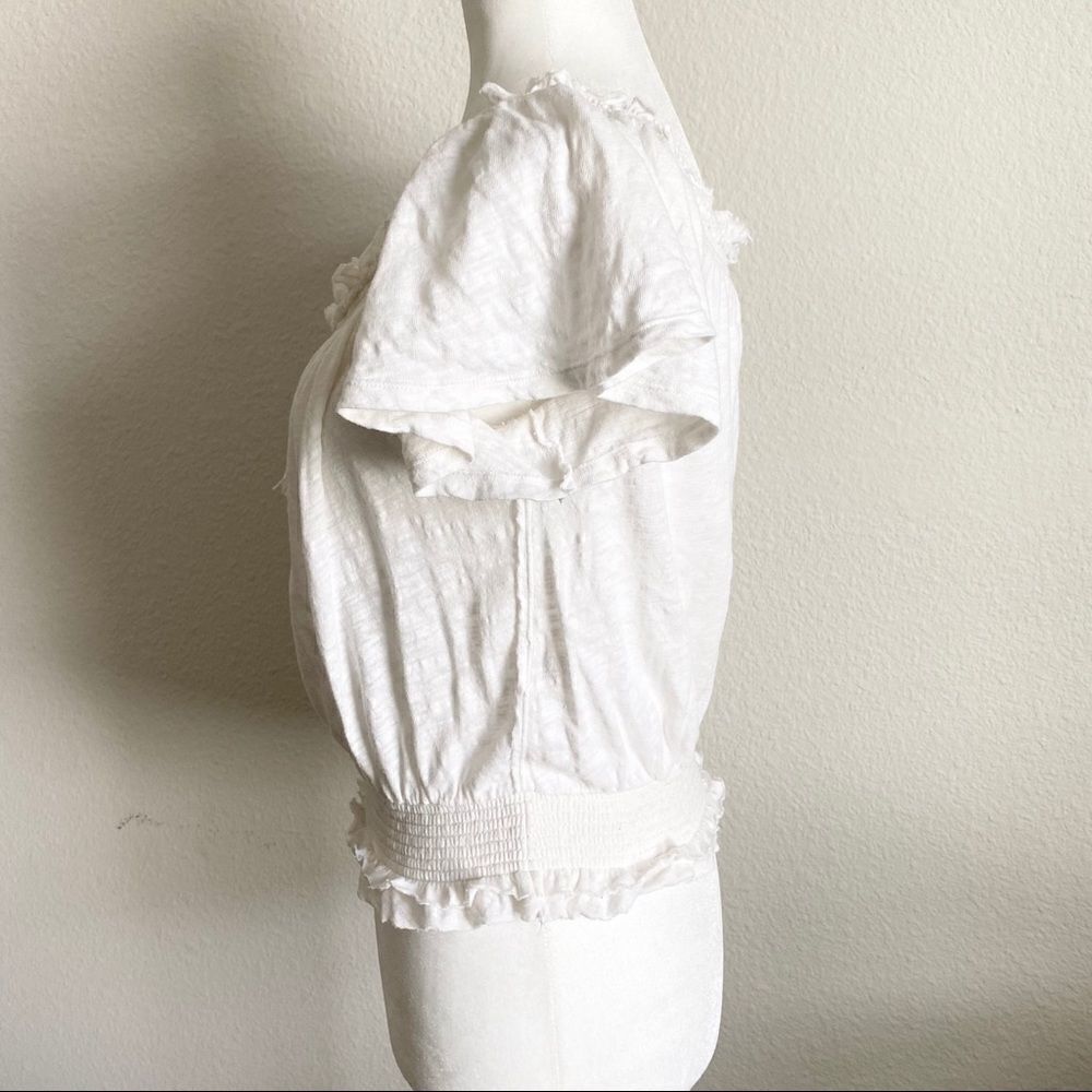 FREE People Hummingbird Off White Linen Blend Off The Shoulder Boho Crop Top XS - Picture 5 of 9